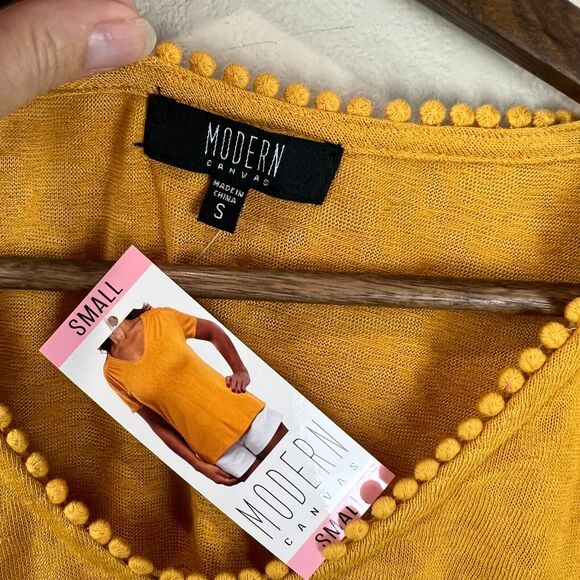 Modern Canvas Modal Blend Short Sleeve Blouse S Lagenlook Boho Classic Capsule - Picture 7 of 11